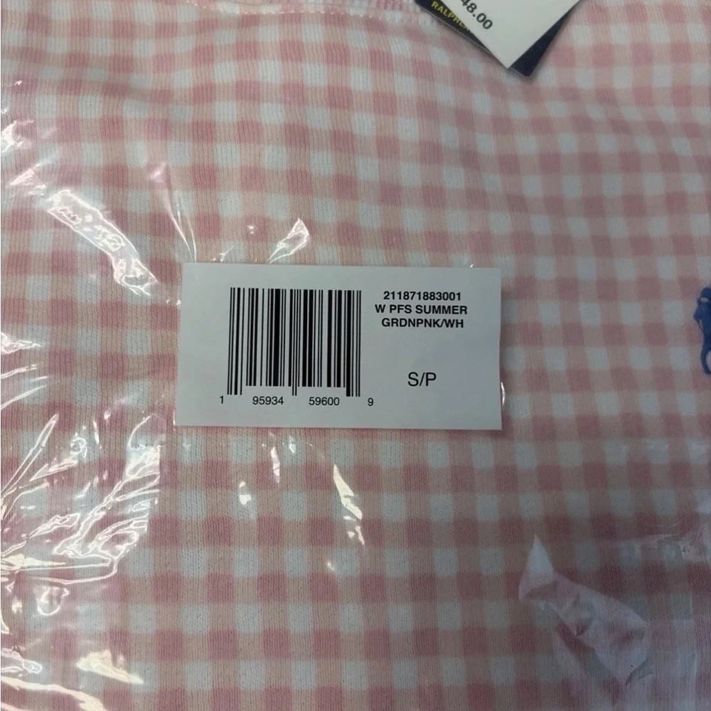 Ralph Lauren Pink and White Gingham Crewneck Small Sweatshirt - Picture 3 of 6